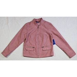NWT Apt. 9 Pink Faux Suede Moto Jacket